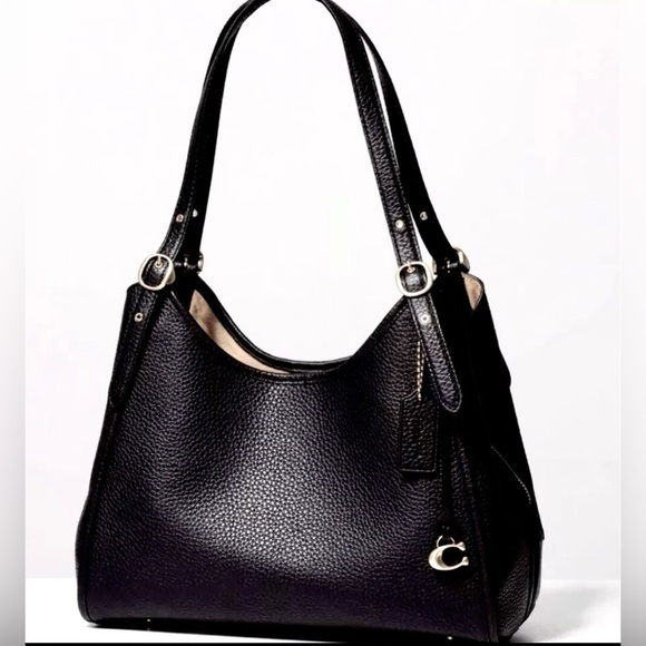 Coach Bella Medium Pebble Leather Shoulder Bag - Black NWT - Picture 6 of 16